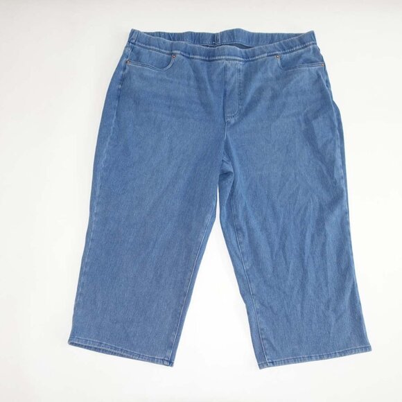Lands' End Women's Pull On Cropped Jeans Size 3X 24W-26W NWT Blue Elastic Waist - Picture 1 of 7